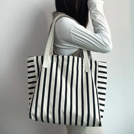 Striped Canvas Shoulder Bag