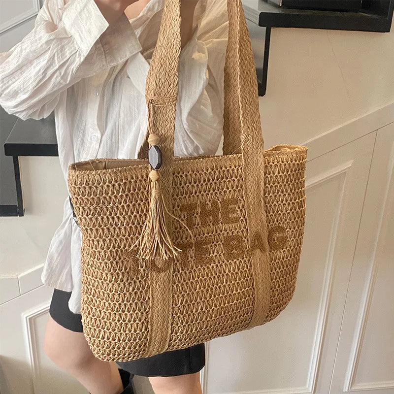 Woven Straw Shoulder Bag