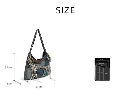 Vintage Washed Denim Shoulder Bag