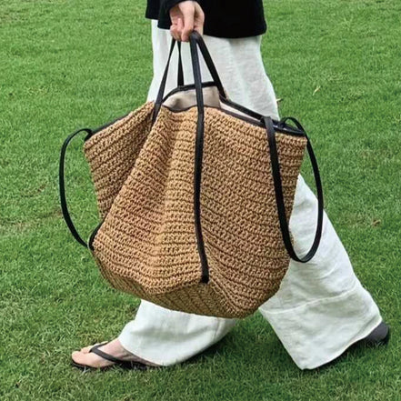 Woven Straw Bucket Handbag