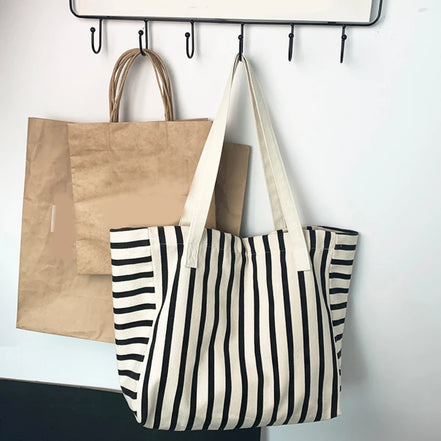 Striped Canvas Shoulder Bag