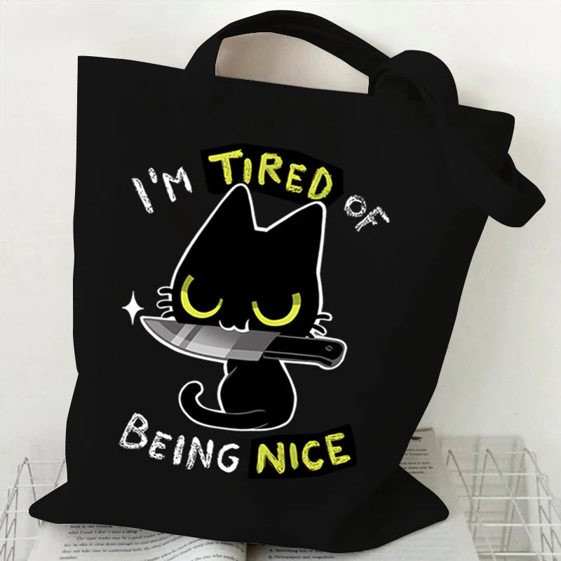 Cute Cat Canvas Tote Bag