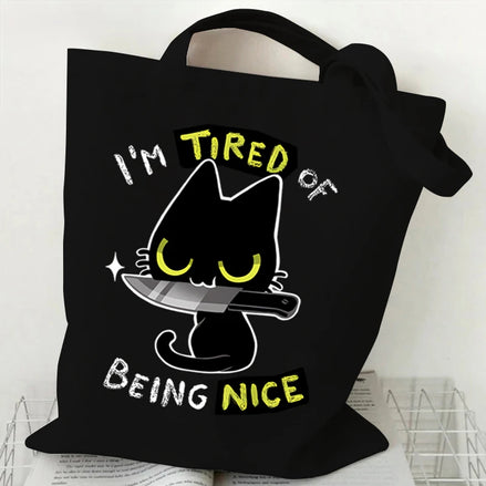 Cute Cat Canvas Tote Bag