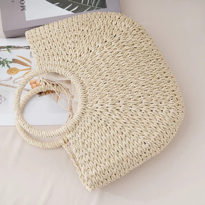 Handmade Straw Tote Handbag