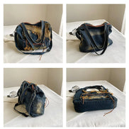 Vintage Distressed Denim Shoulder Bag