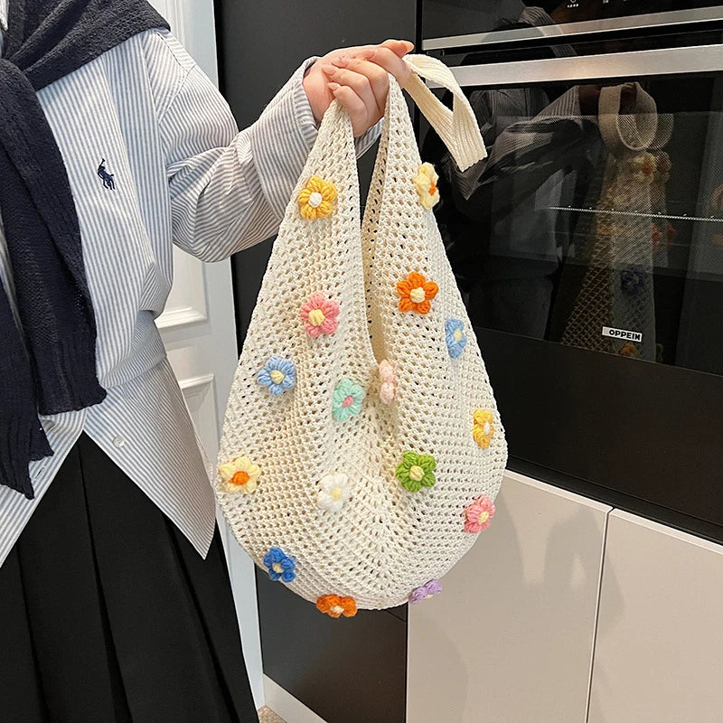 Hollow Knitted Tote Handbag