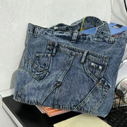 Washed Denim Shoulder Bag