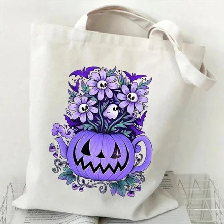 Wildflower Oil Print Canvas Tote Bag