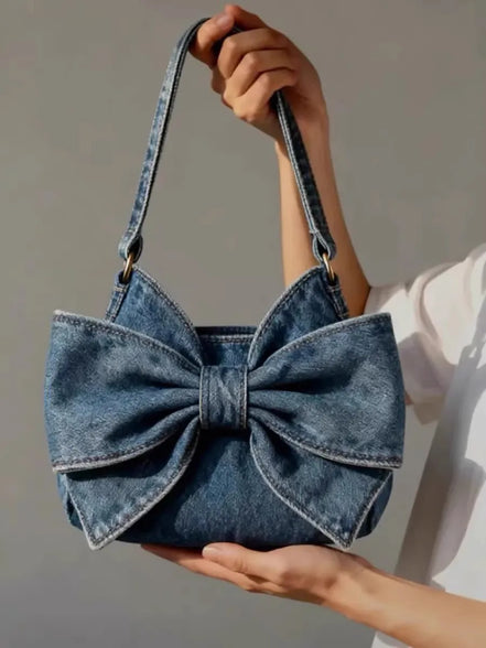 Retro Bow Denim Bag