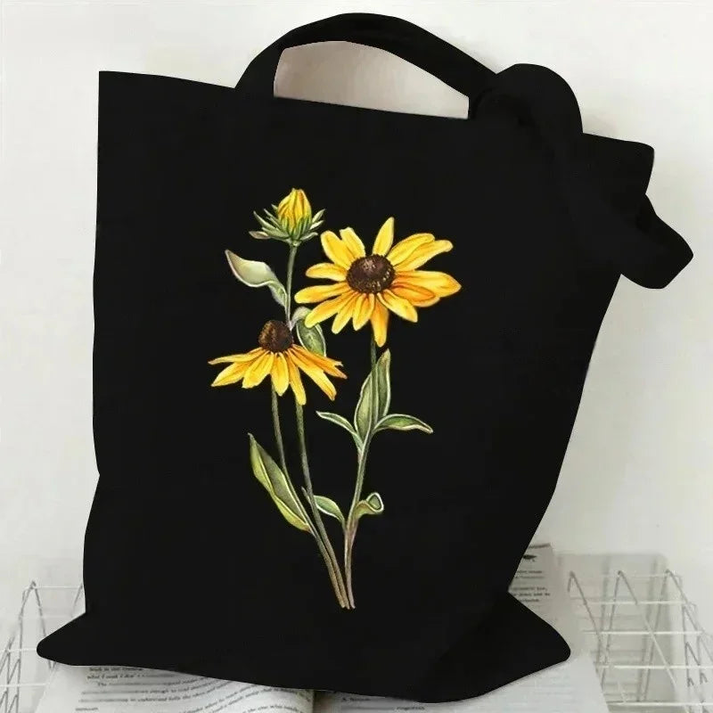 Wildflower Oil Print Canvas Tote Bag