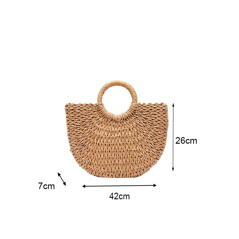 Handmade Straw Tote Handbag