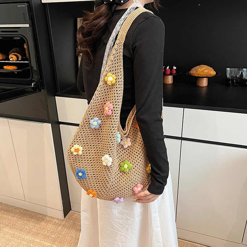Hollow Knitted Tote Handbag