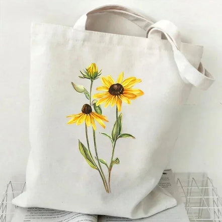 Wildflower Oil Print Canvas Tote Bag