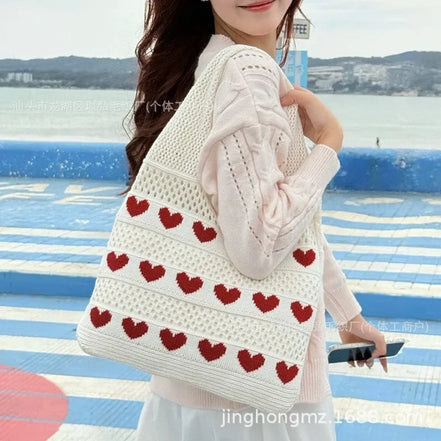 Heart-shaped Woven Bag
