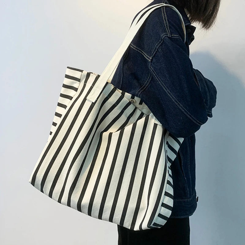 Striped Canvas Shoulder Bag