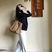 Woven Straw Bucket Handbag