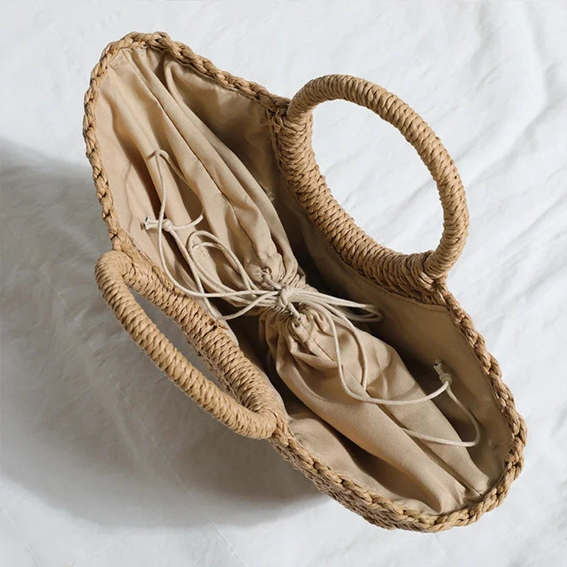 Handmade Straw Tote Handbag