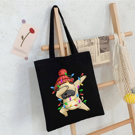 Christmas Panda Canvas Shoulder Bag