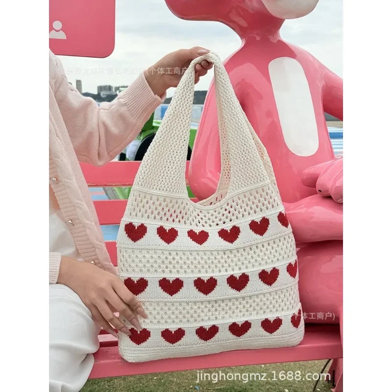Heart-shaped Woven Bag