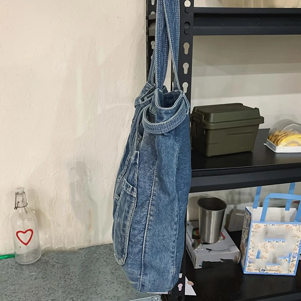 Casual Vintage Denim Tote Bag