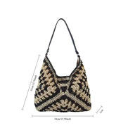Pattern Woven Straw Shoulder Bag