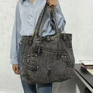 Washed Denim Shoulder Bag