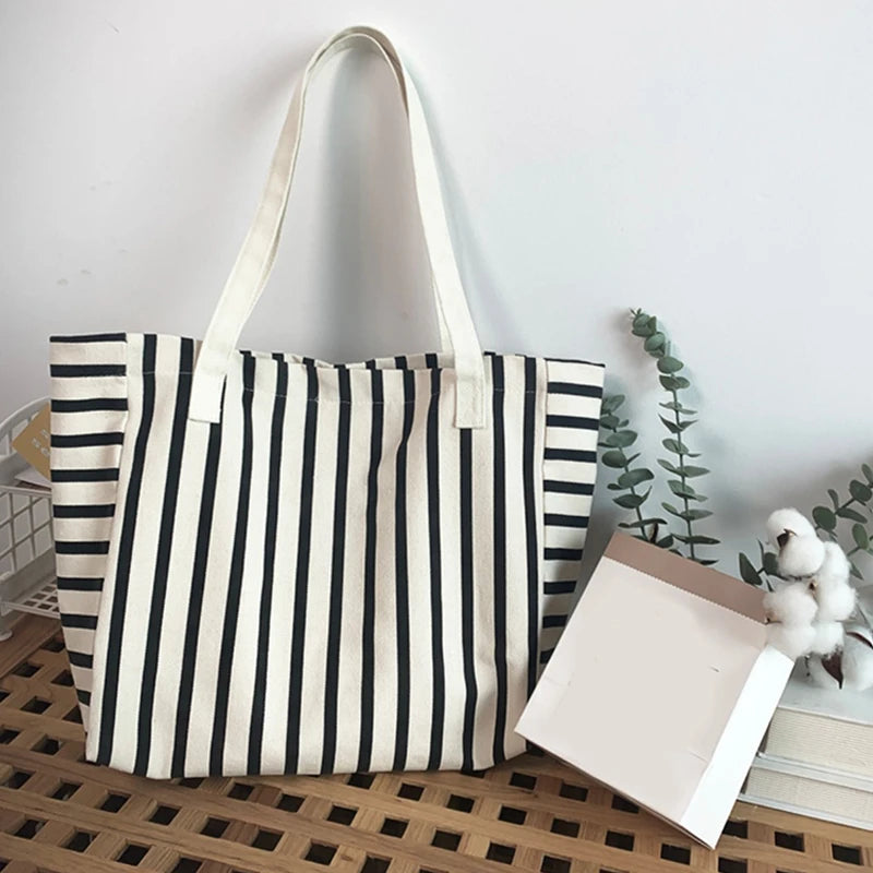 Striped Canvas Shoulder Bag
