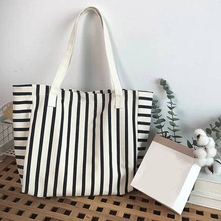 Striped Canvas Shoulder Bag