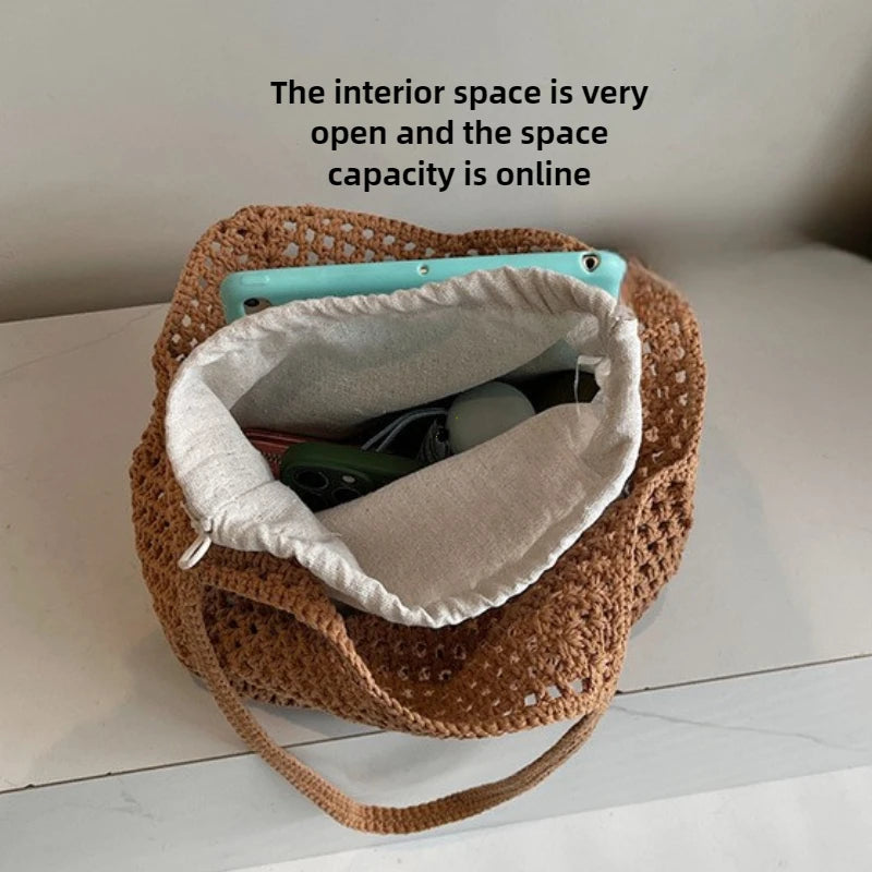 Hollow-out Straw Woven Shoulder Bag