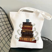 Book Lover Floral Canvas Tote Bag