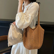 Hollow-out Straw Woven Shoulder Bag