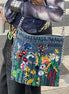 Embroidered Denim Shoulder Bag