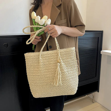 Woven Straw Tote Bag