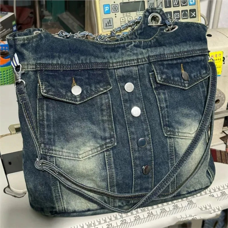 Vintage Denim Crossbody Bag