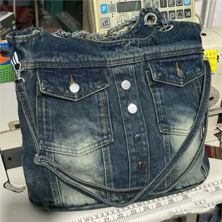 Vintage Denim Crossbody Bag
