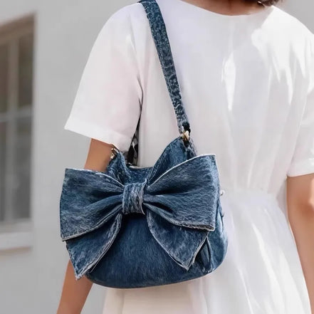 Retro Bow Denim Bag