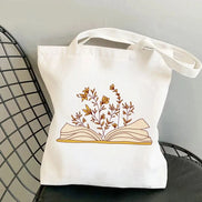 Book Lover Floral Canvas Tote Bag