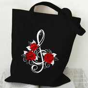 Music Note Pattern Canvas Tote Bag