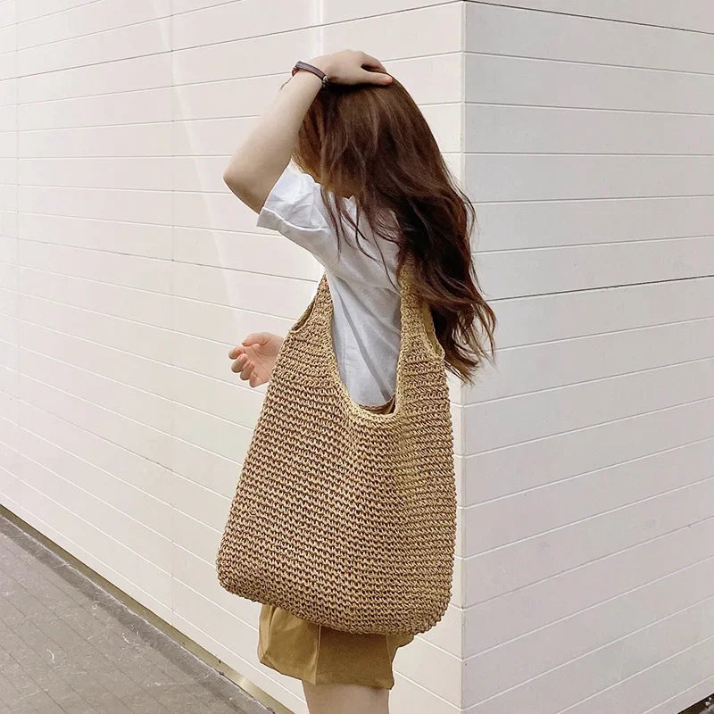 Large Straw Women Shoulder Bag