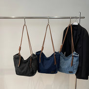 Washed Denim Fabric Tote Bag