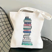 Book Lover Floral Canvas Tote Bag