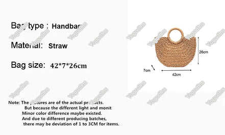 Handmade Straw Tote Handbag