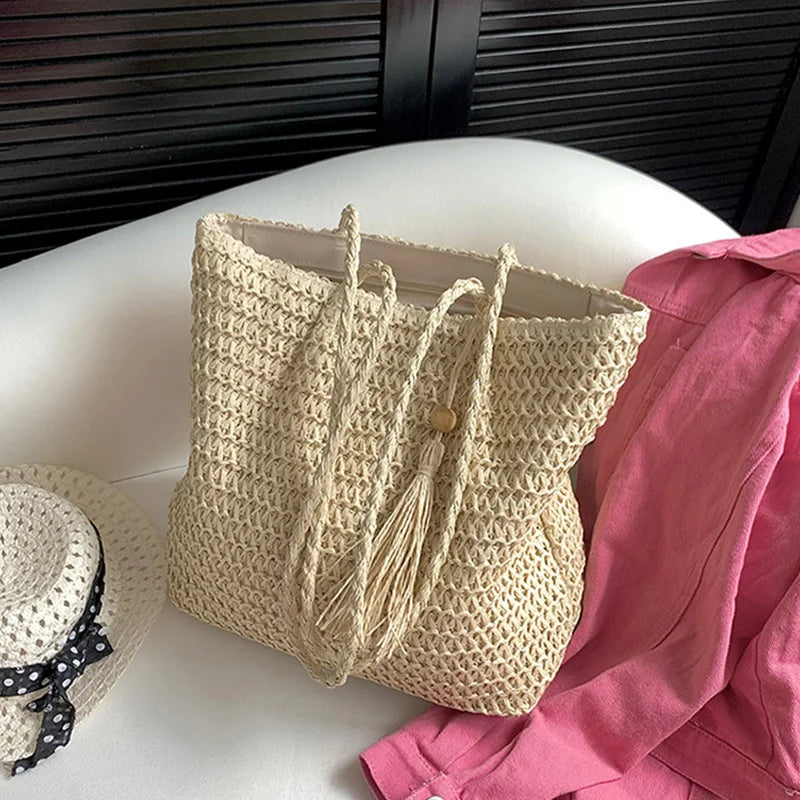 Woven Straw Tote Bag