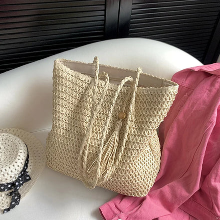 Woven Straw Tote Bag