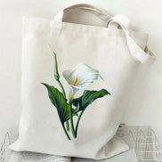 Wildflower Oil Print Canvas Tote Bag