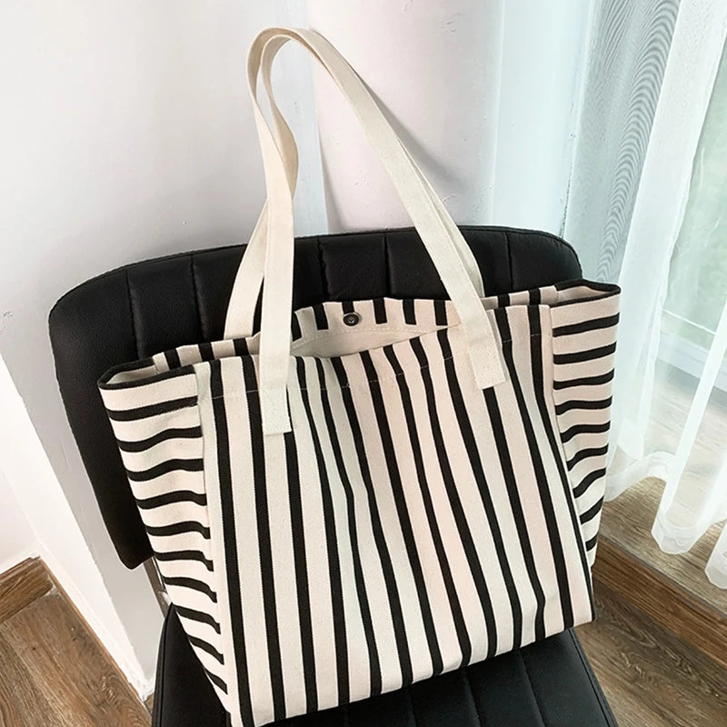 Striped Canvas Shoulder Bag