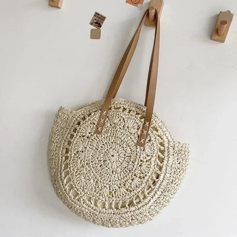 Round Straw Tote Bag