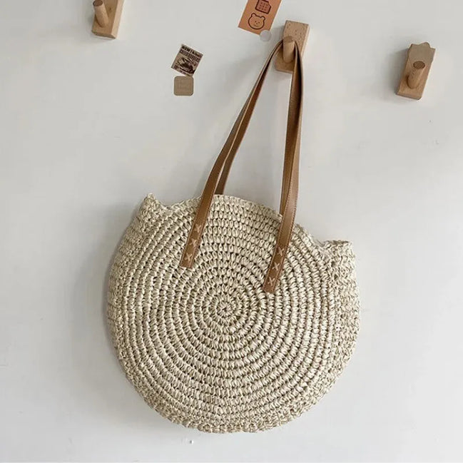 Round Straw Tote Bag