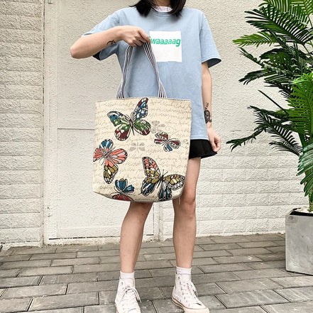 Butterfly Print Large Capacity Shoulder Handbag