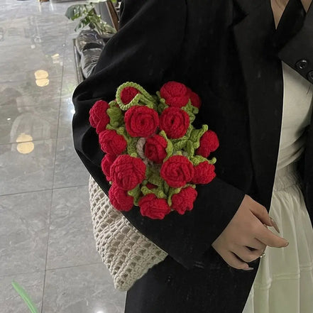 Rose Crochet Knitted Shoulder Bag